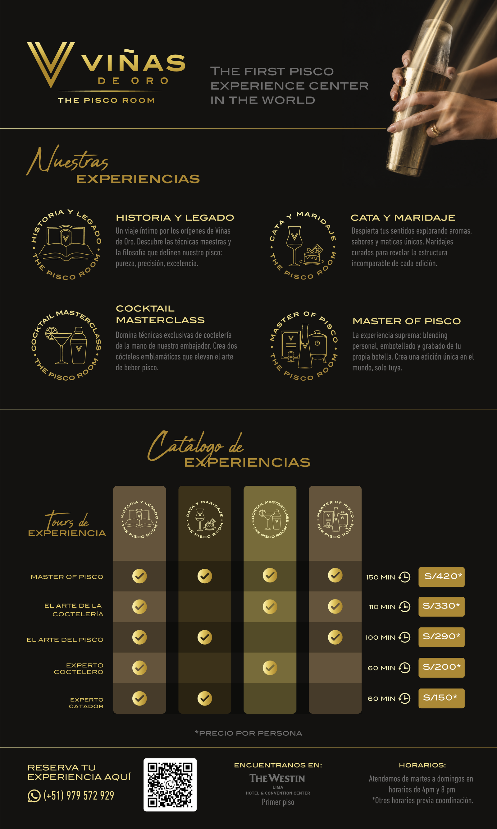 The Pisco Room - Viñas de Oro: catálogo de experiencias, precios y reservas